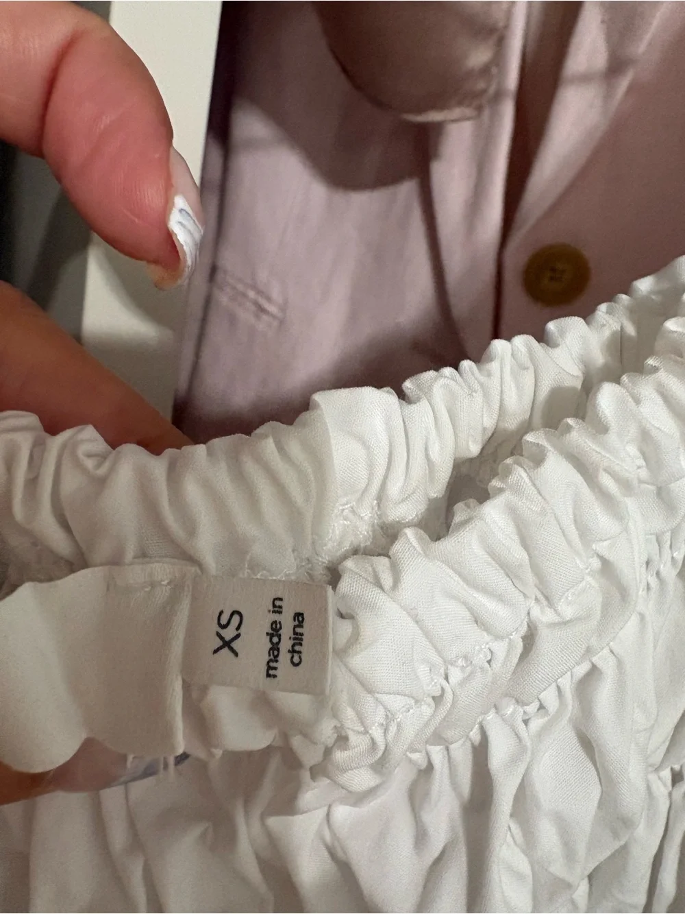 Astr White Puff-Sleeve Smocked Peplum Top